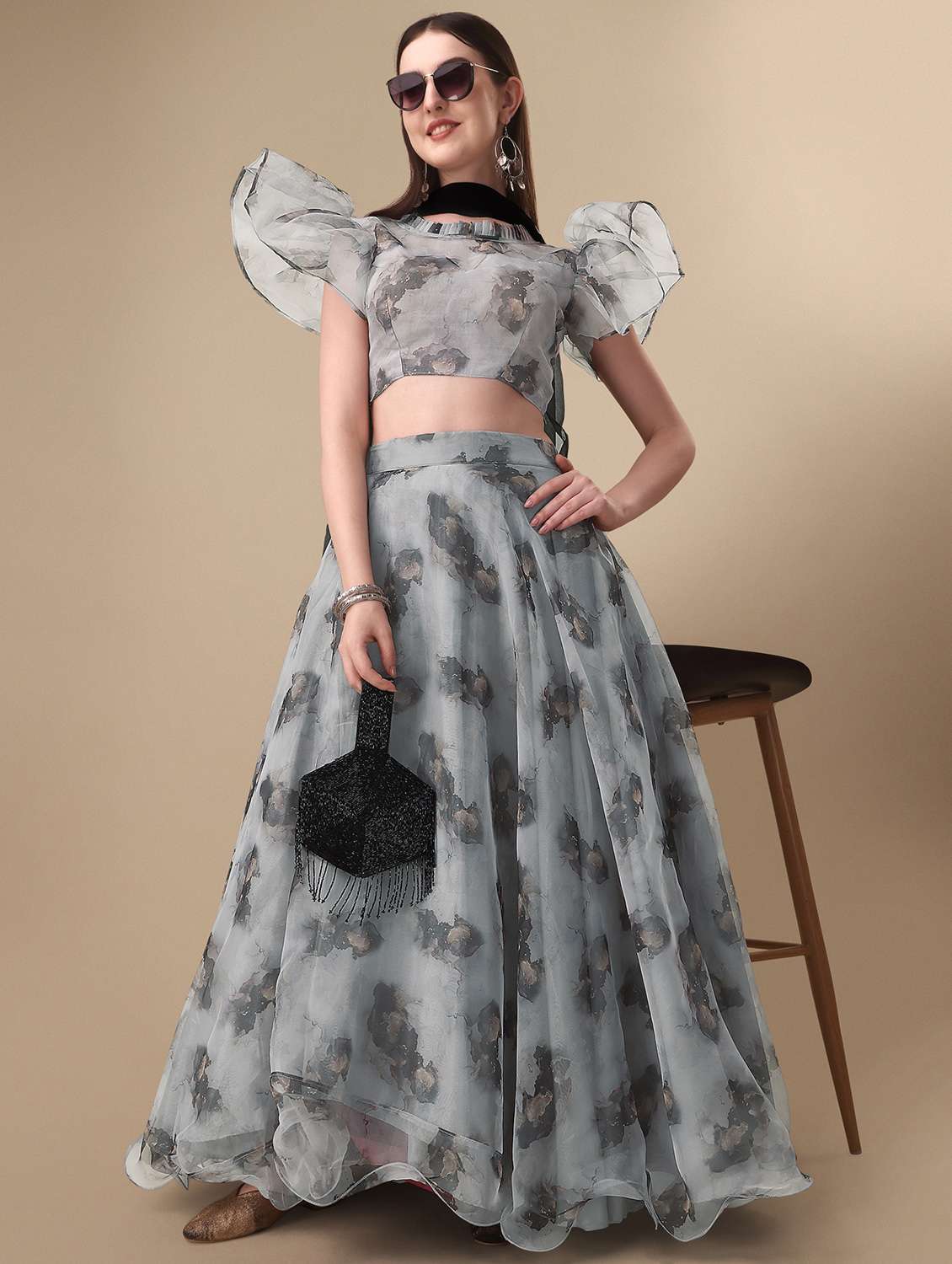 printed flared lehenga choli set with dupatta - 19866708 - Standard Image - 4