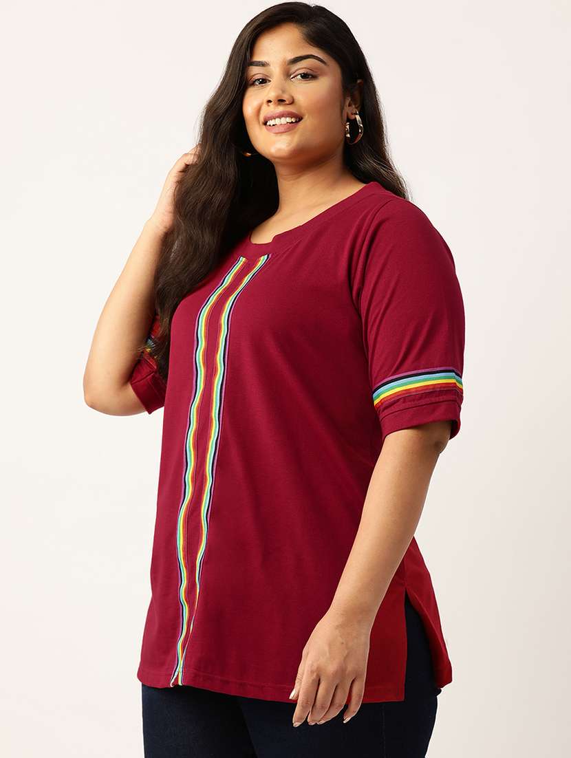 women's striped round neck t-shirt - 19866779 - Standard Image - 1