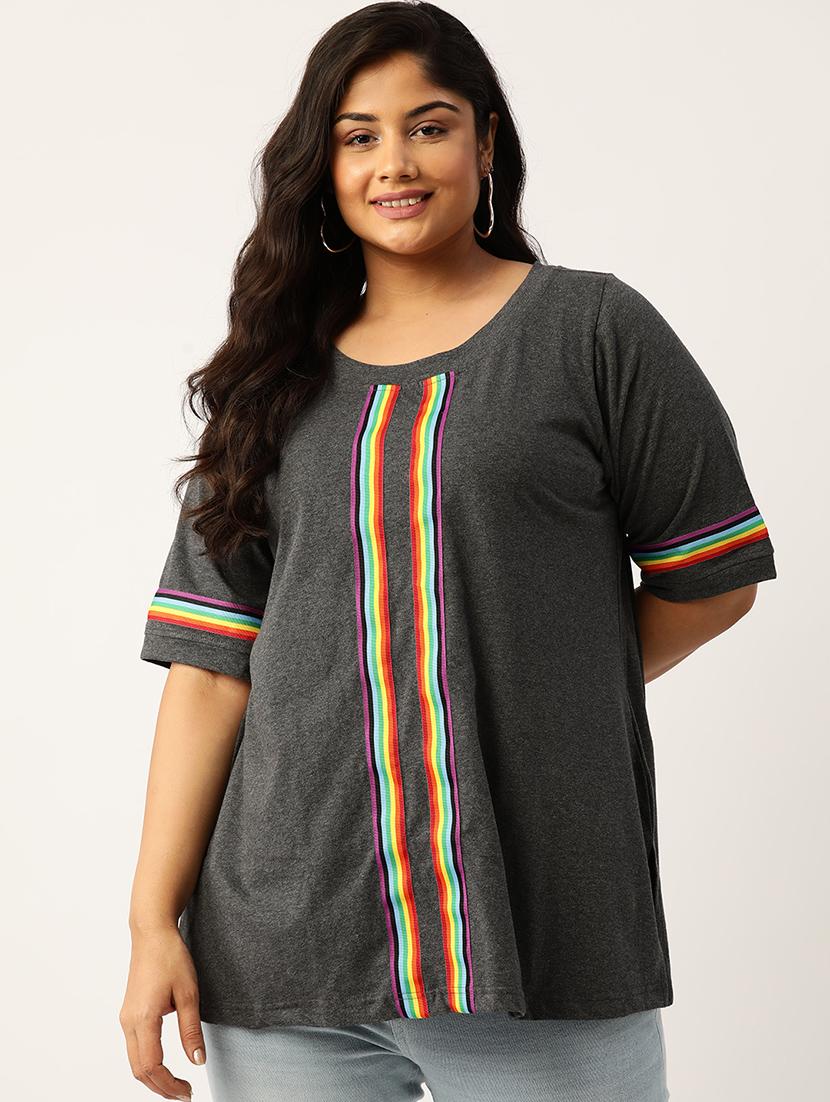 women's striped round neck t-shirt - 19866781 - Zoom Image - 0