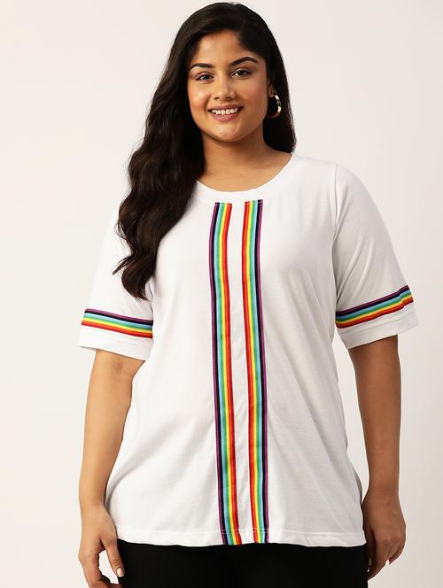 women's striped round neck t-shirt - 19866782 - Standard Image - 0