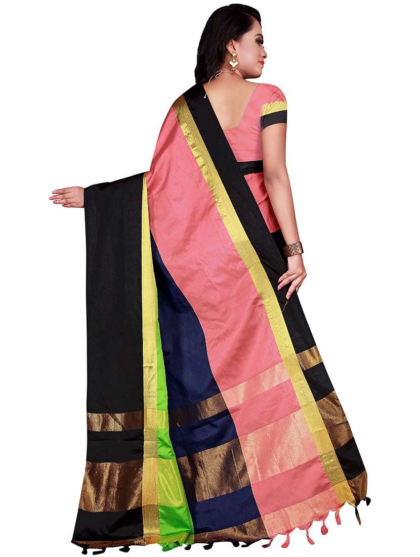 women's color block multi colored saree with blouse - 19866866 - Standard Image - 1