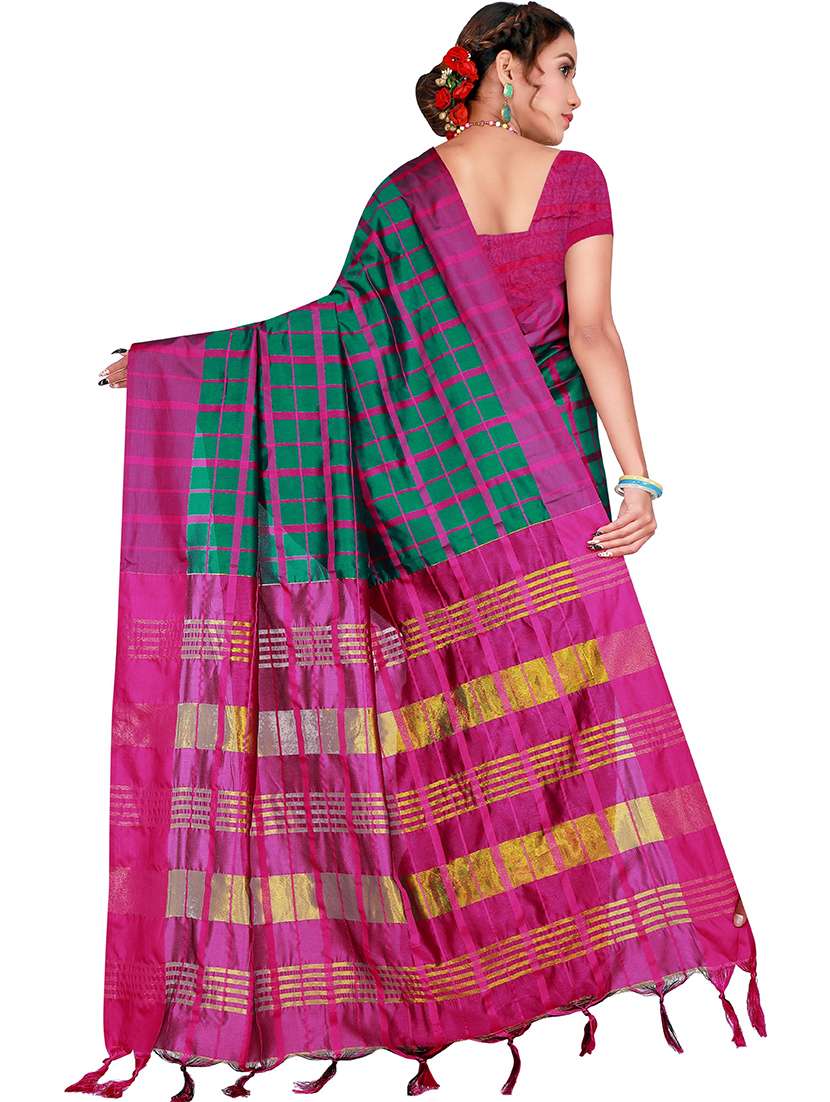 women's self design teal colored saree with blouse - 19866874 -  Standard Image - 1