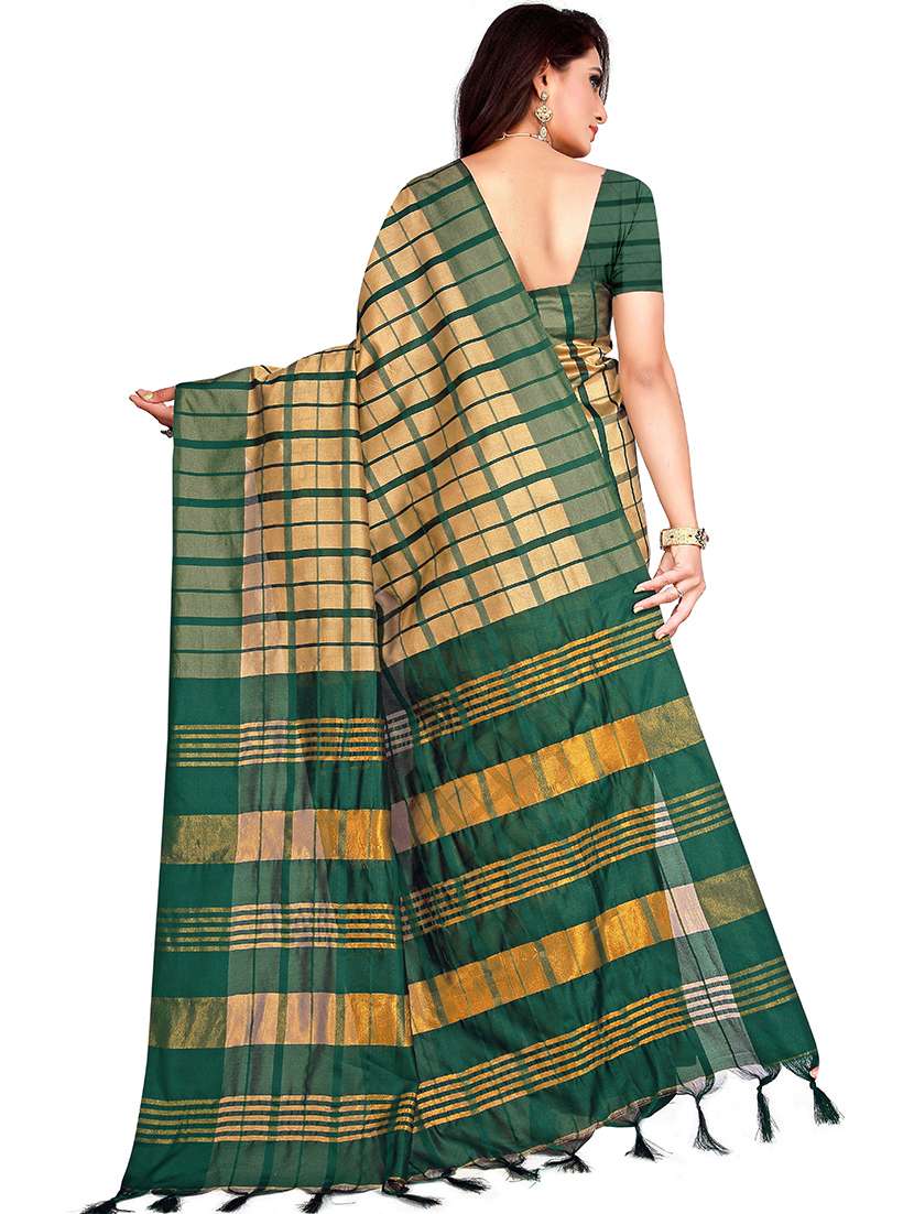 checkered printed saree with blouse - 19866879 - Standard Image - 1