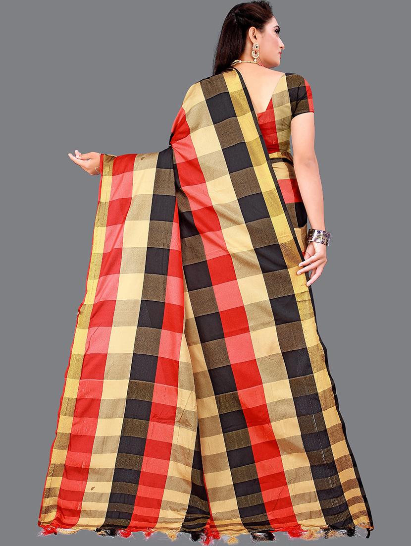 checkered chettinad  saree - 19866880 -  Standard Image - 1