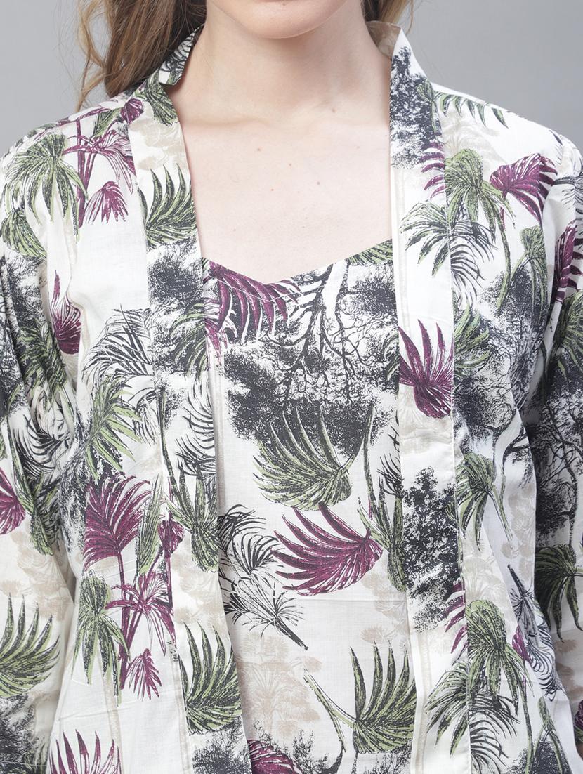 v-neck printed nightwear pyjama set - 19867439 - Standard Image - 4