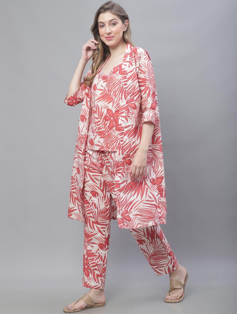 v-neck printed nightwear pyjama set  - 19867443 -  Standard Image - 1