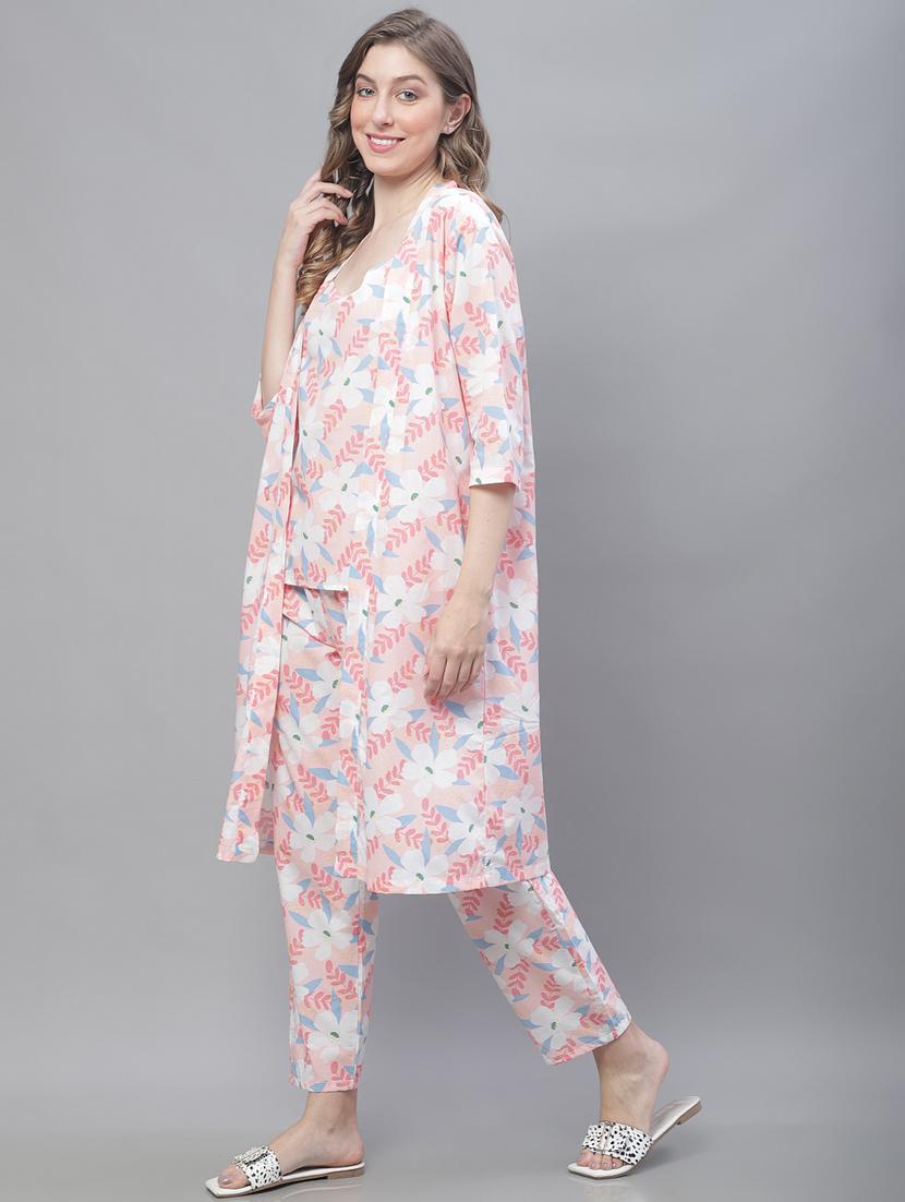 v-neck printed nightwear pyjama set - 19867449 - Standard Image - 1