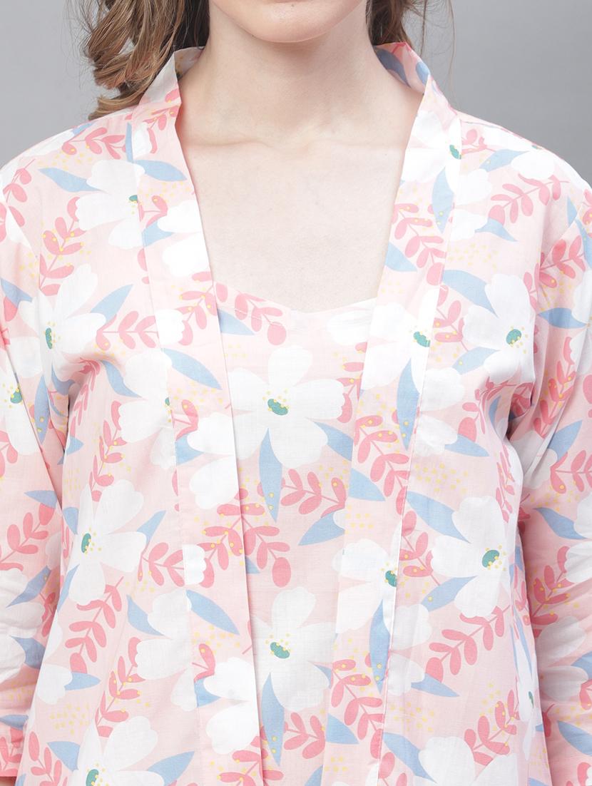 v-neck printed nightwear pyjama set - 19867449 - Standard Image - 4