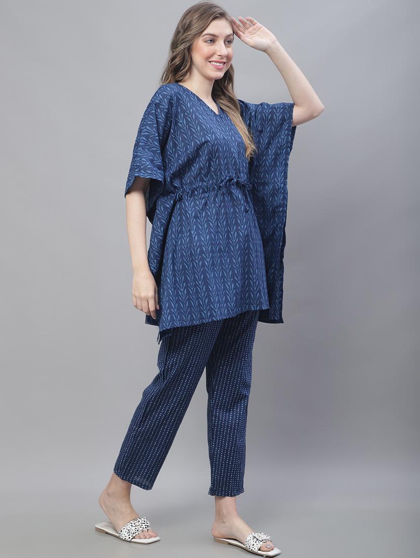 v-neck printed nightwear pyjama set - 19867458 - Standard Image - 1