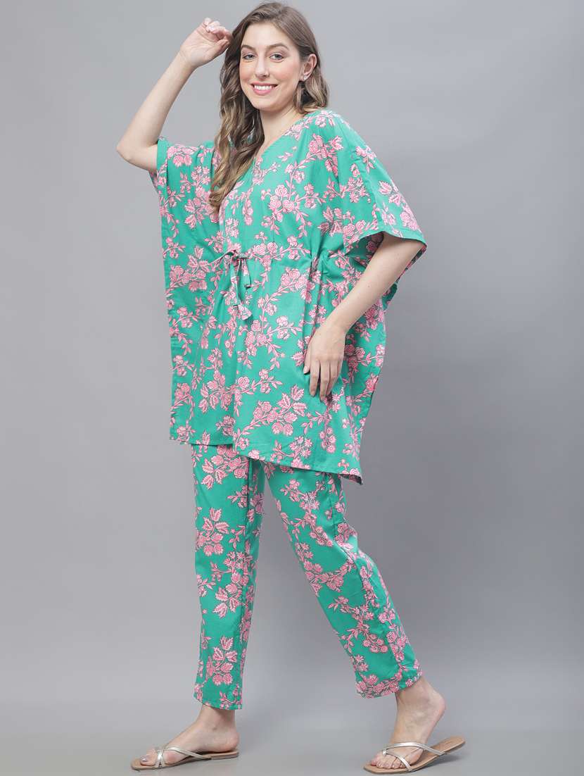 v-neck printed nightwear pyjama set  - 19867459 -  Standard Image - 1