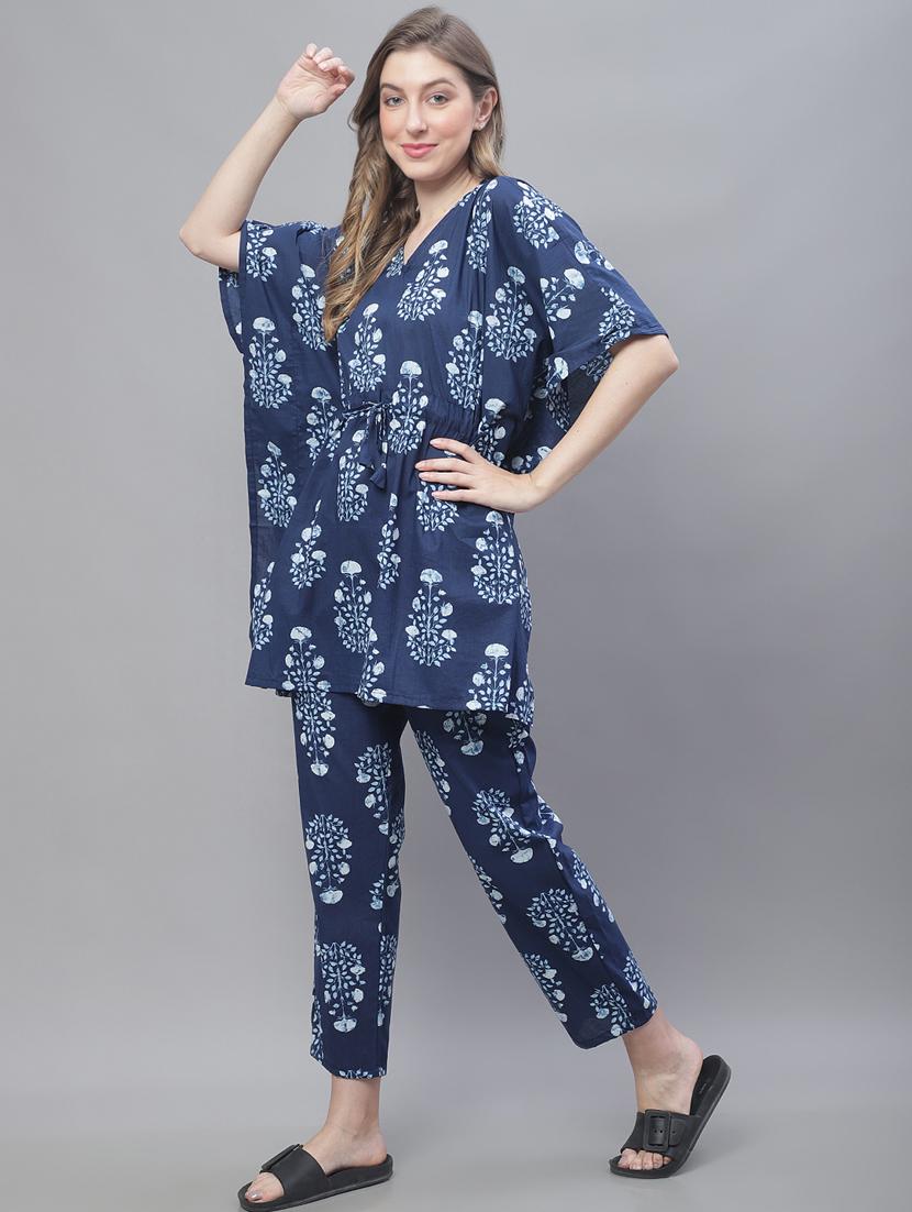 v-neck printed nightwear pyjama set - 19867461 - Standard Image - 1