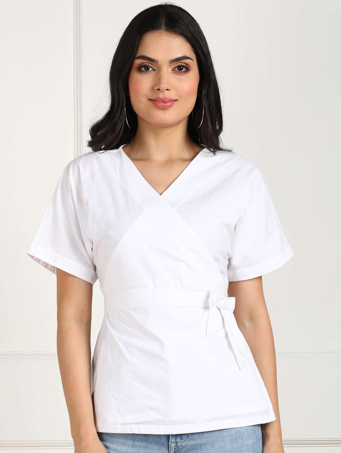 women's wrap v neck top