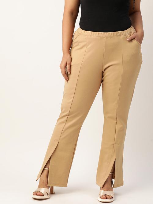women solid flat front bootcut pants - 19868291 - Standard Image - 0