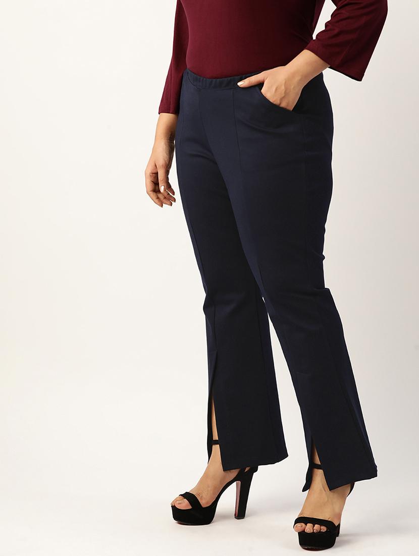 high rise solid flat front trouser - 19868293 - Standard Image - 1
