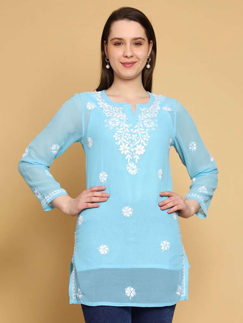 women hand embroidered straight kurti 