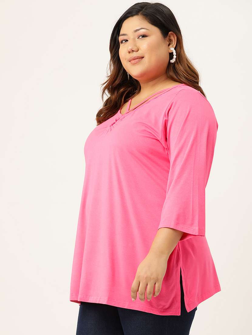 women's a line key hole neck top - 19868678 -  Standard Image - 1