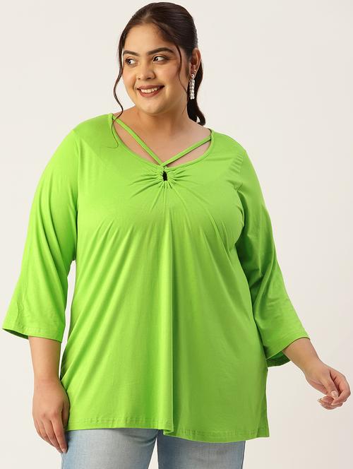 women's straight key hole neck top - 19868681 - Standard Image - 0