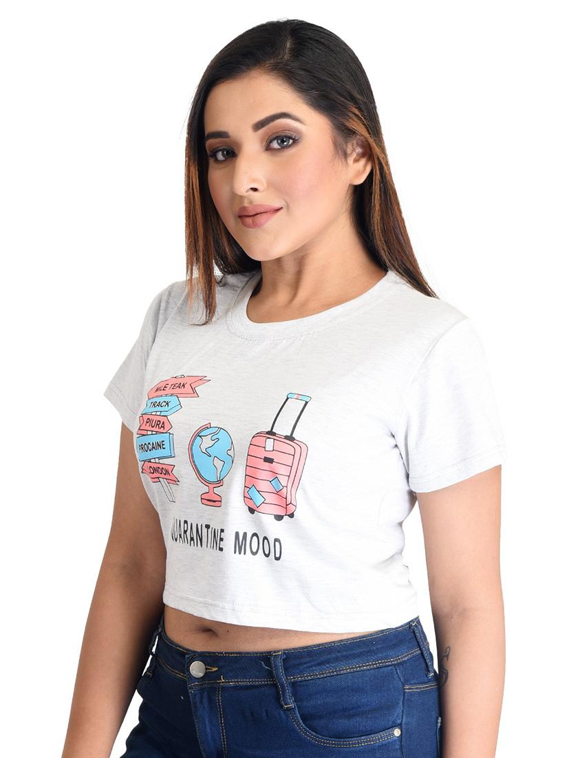 women's front print round neck t-shirt - 19869110 - Standard Image - 1
