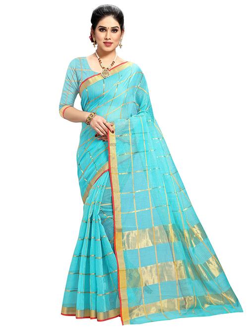 women's self design light blue colored saree with blouse - 19870284 -  Standard Image - 0