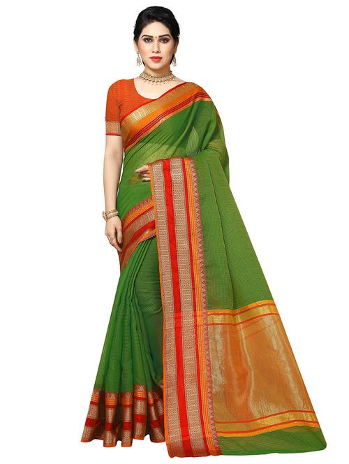 women's self design green colored saree with blouse - 19870463 -  Standard Image - 0