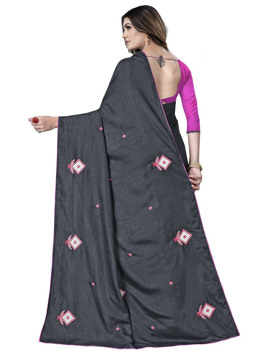 women's embroidered saree with blouse - 19870568 -  Standard Image - 1