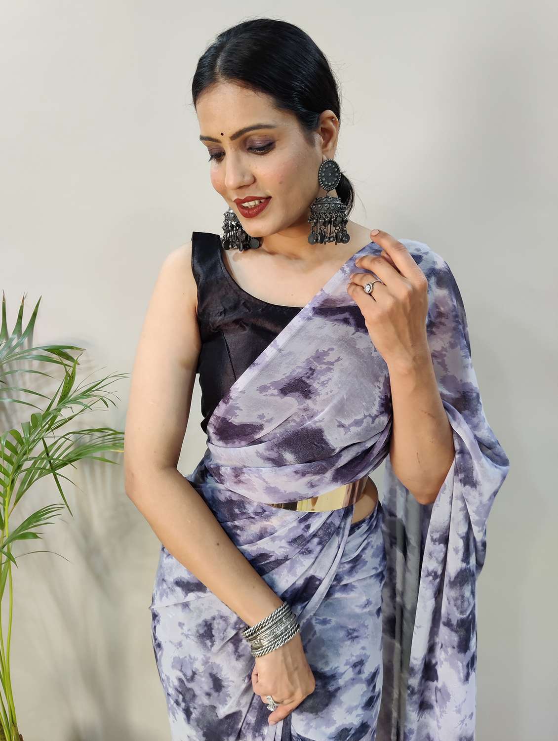 self design printed saree with blouse - 19870827 - Standard Image - 1