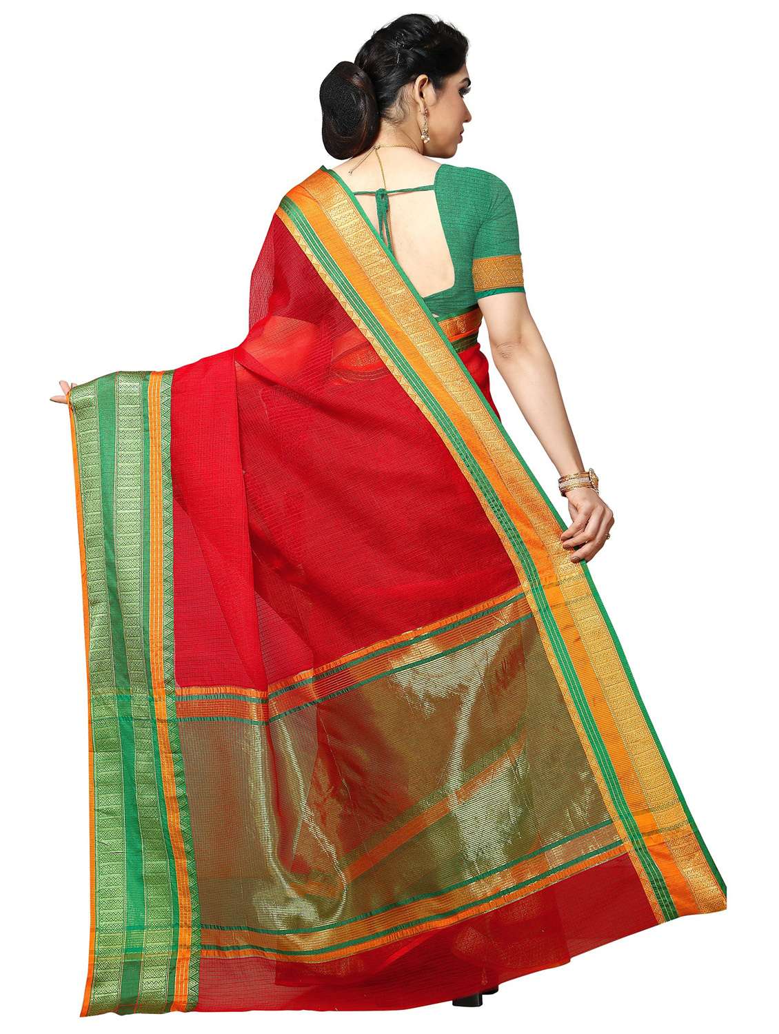 women's self design red colored saree with blouse - 19870871 -  Standard Image - 1