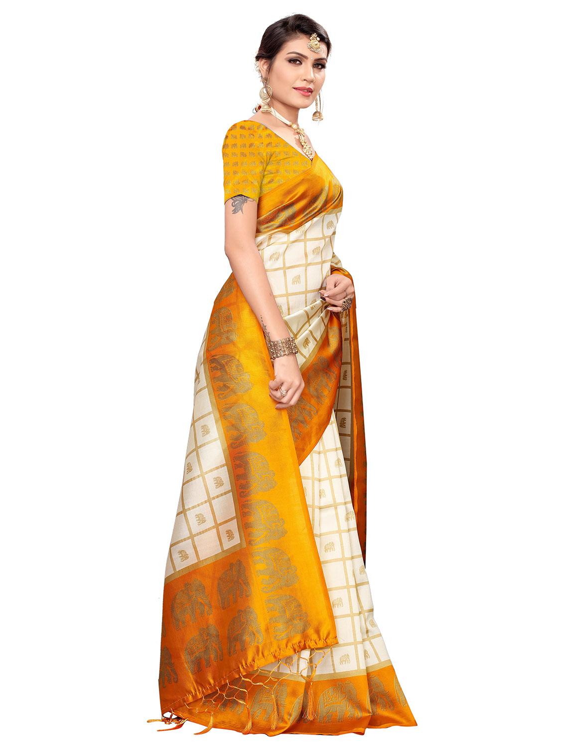 checkered printed saree with blouse - 19870919 -  Standard Image - 1
