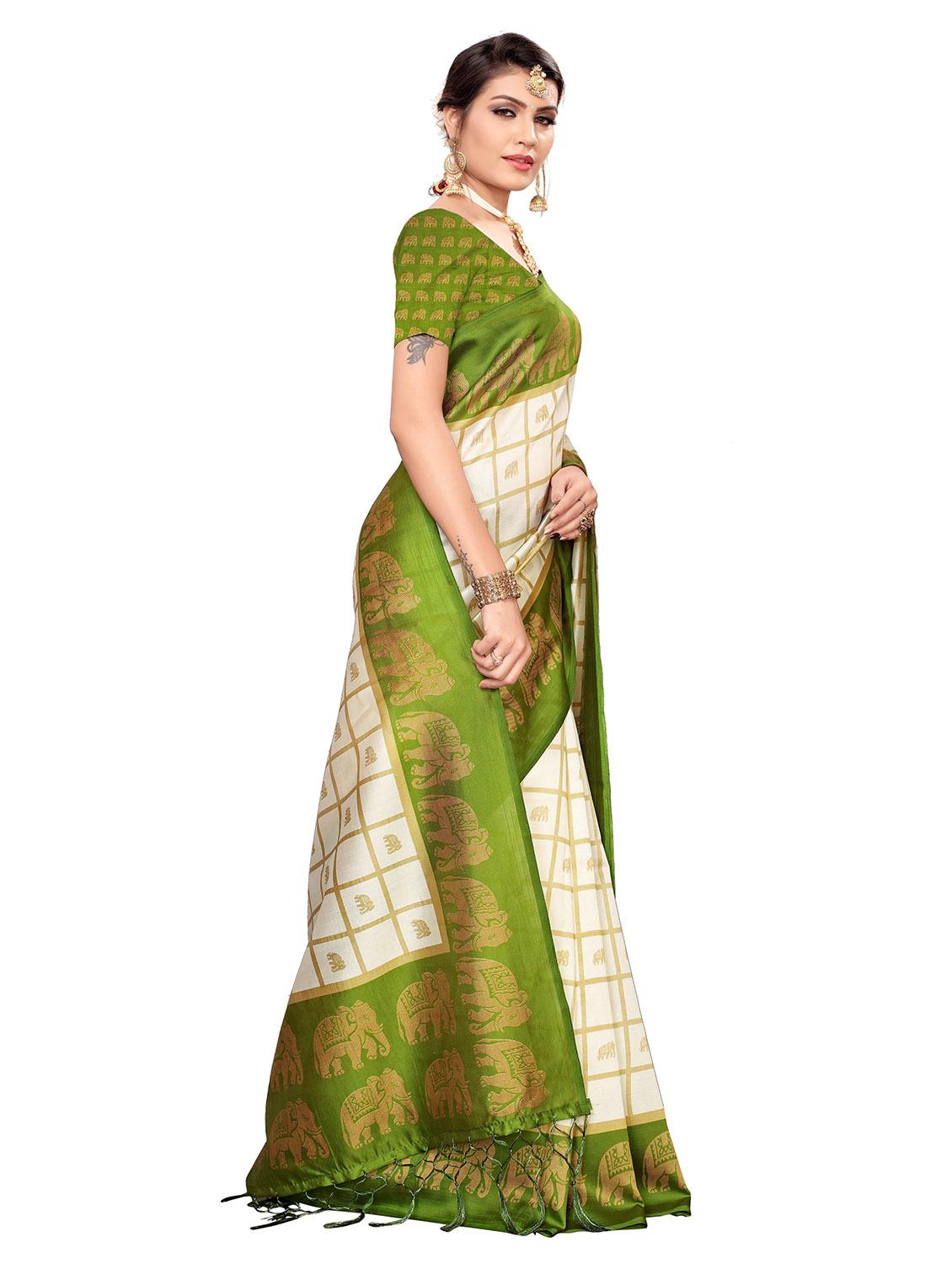 checkered printed saree with blouse - 19870920 -  Standard Image - 1