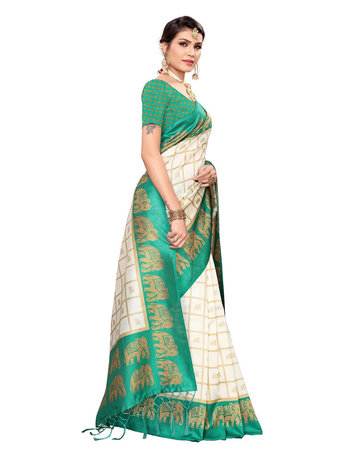 checkered printed saree with blouse - 19870921 -  Standard Image - 1