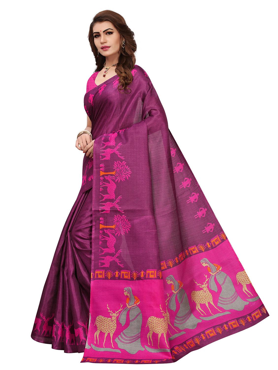 self design printed saree with blouse - 19870931 - Standard Image - 1