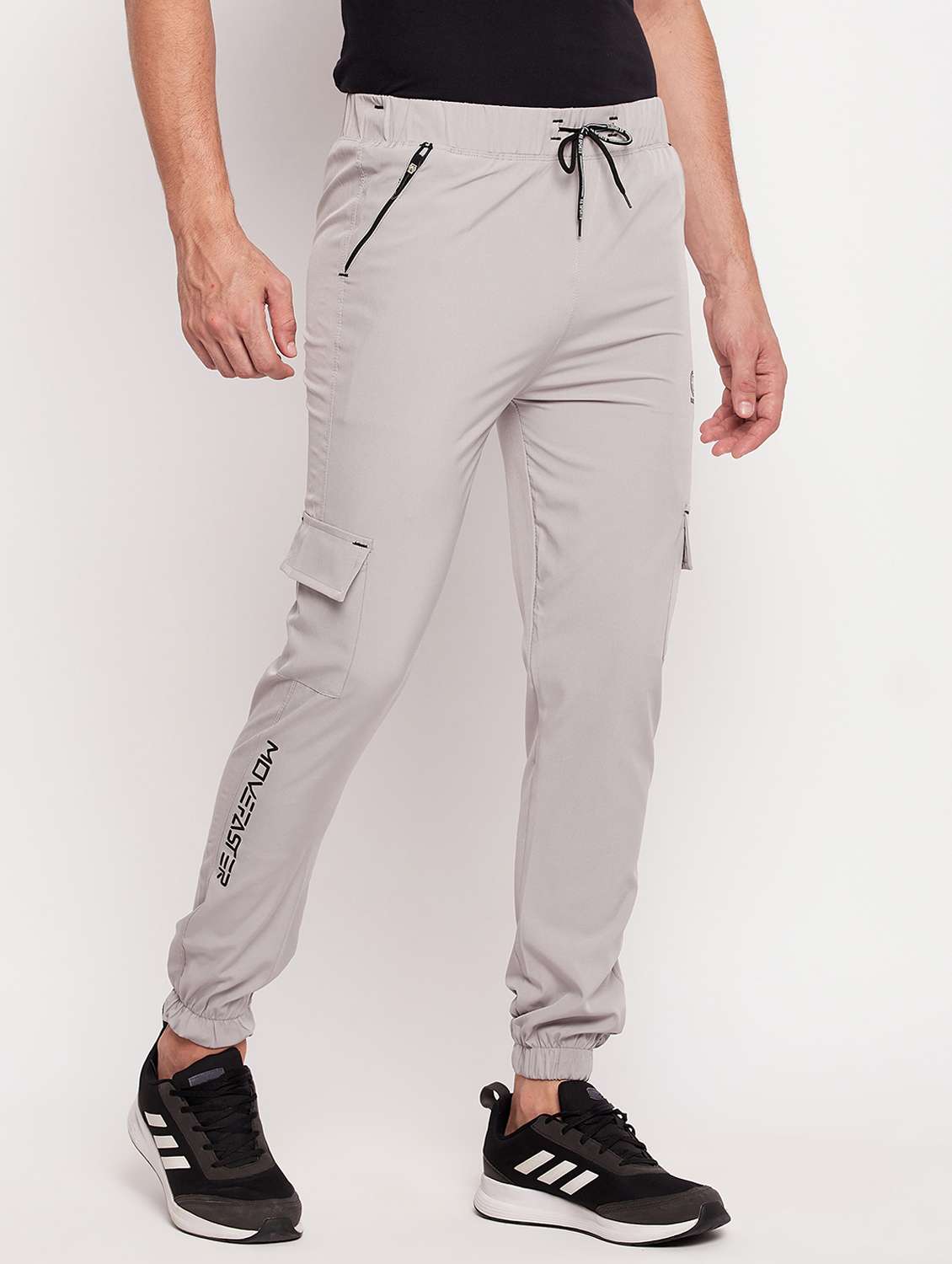 grey solid polyester jogger - 19871043 -  Standard Image - 1