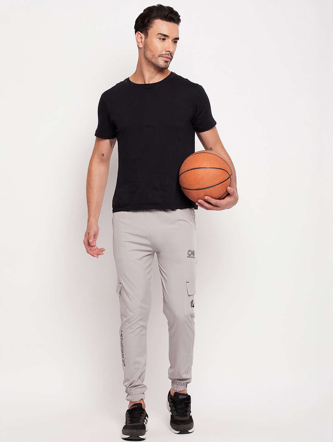 grey solid polyester jogger - 19871043 -  Standard Image - 4