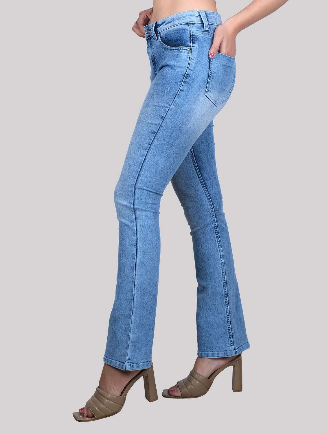 blue stone wash boot cut jeans - 19871786 - Standard Image - 1