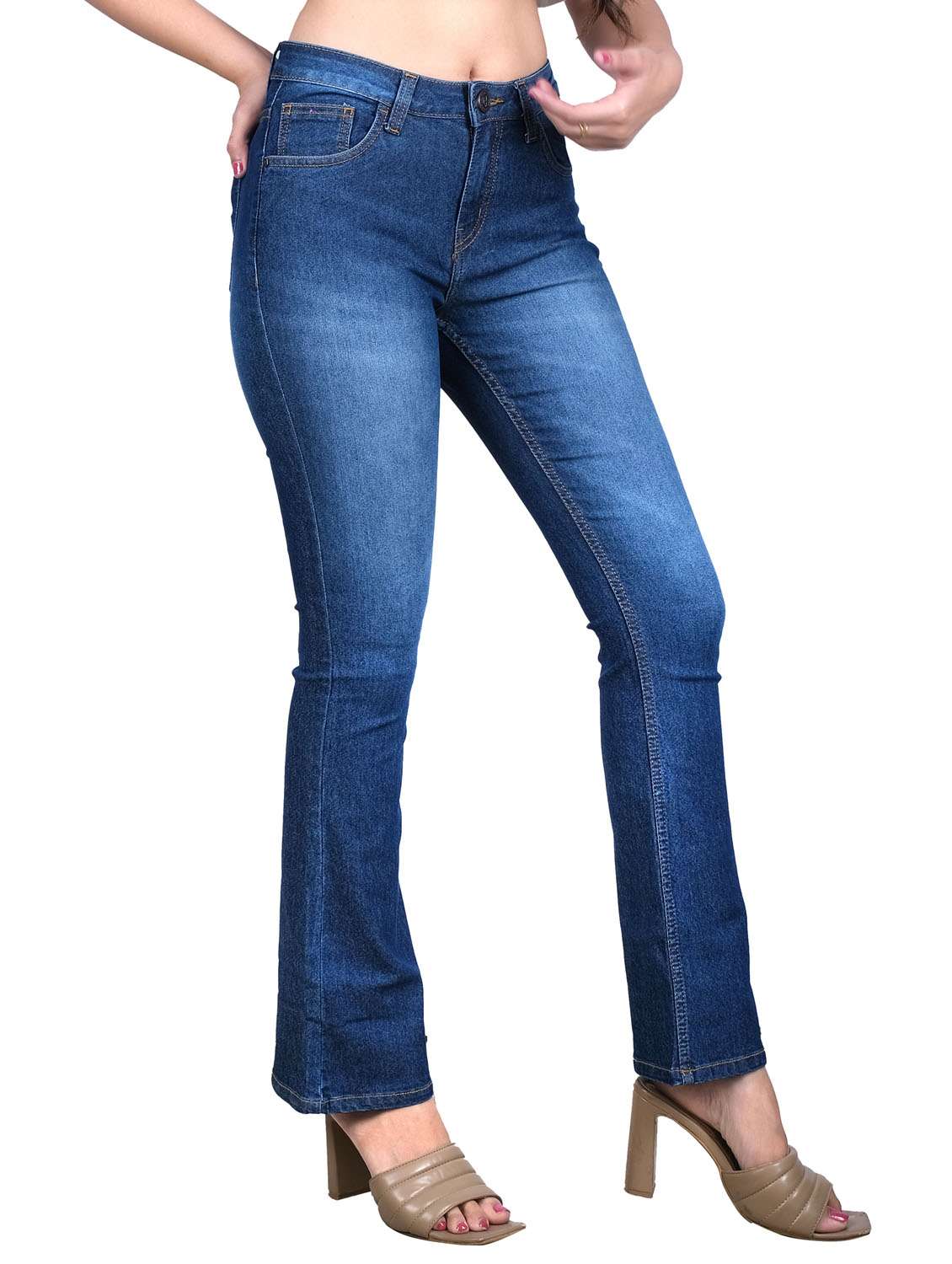 blue stone wash bootcut jeans - 19871789 -  Standard Image - 1