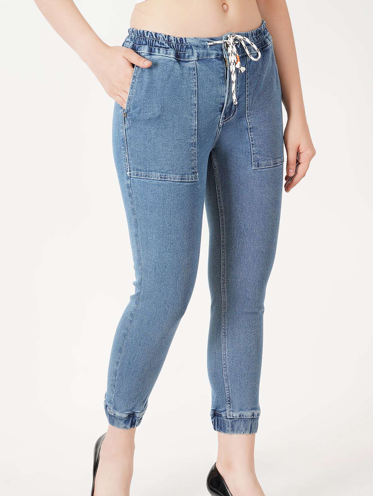 blue waist drawstring jogger - 19871830 -  Standard Image - 1