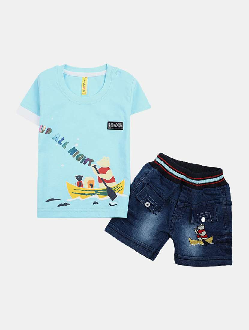 boys printed short set