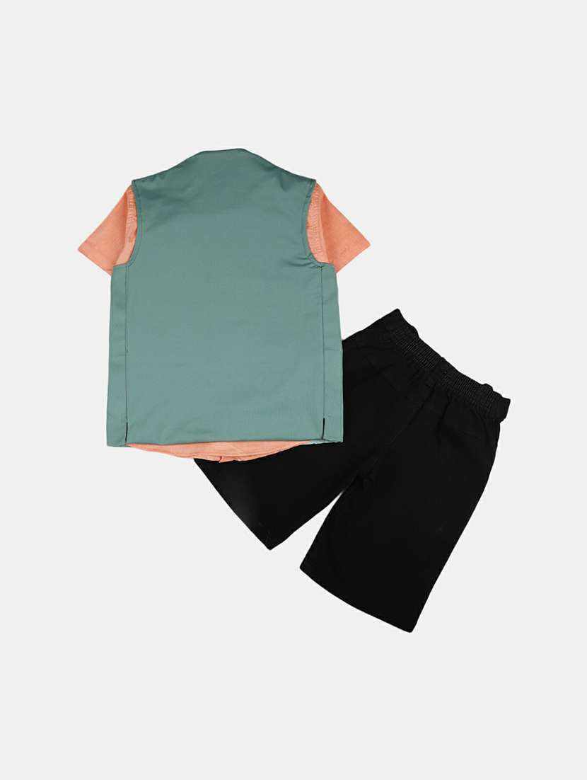 boys printed shorts with jacket twin set - 19872671 -  Standard Image - 1