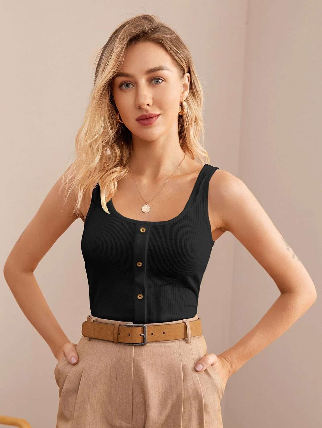 women's tank top scoop neck top