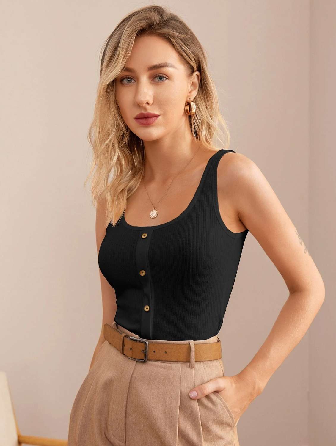 women's tank top scoop neck top - 19874017 - Standard Image - 1