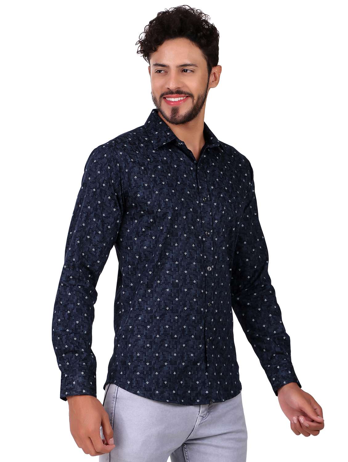 mens printed casual shirt - 19874662 - Standard Image - 1