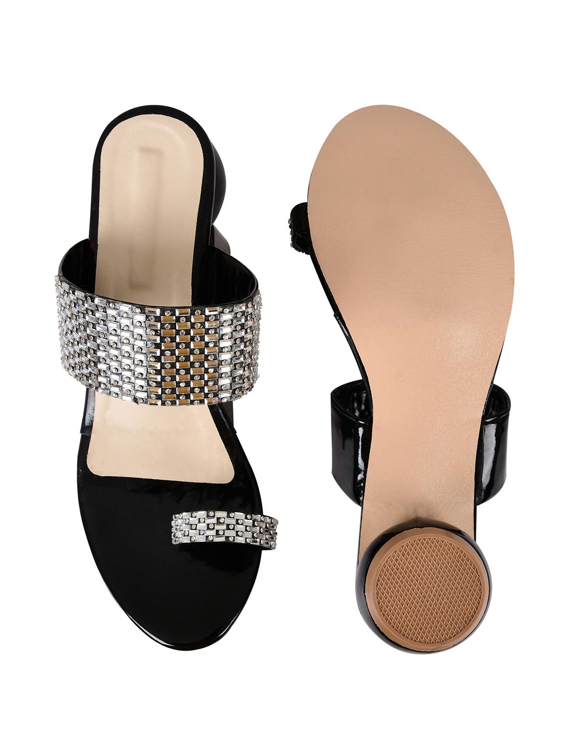 black patent leather slip on sandals - 19874814 - Standard Image - 4