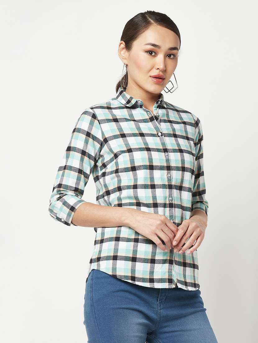 blue check print regular shirt - 19874835 - Standard Image - 1