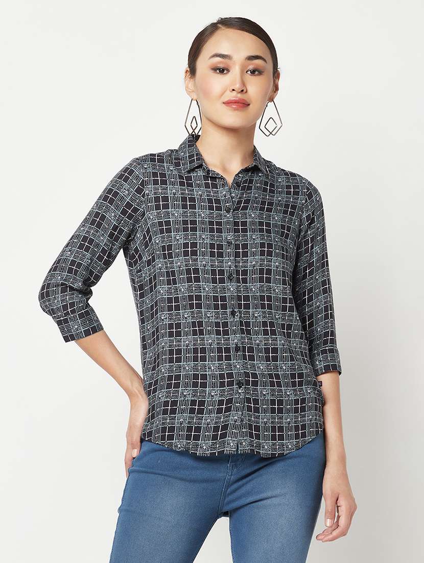 black check print regular shirt