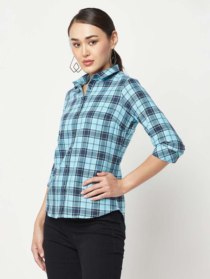 blue check print regular shirt - 19874837 -  Standard Image - 1