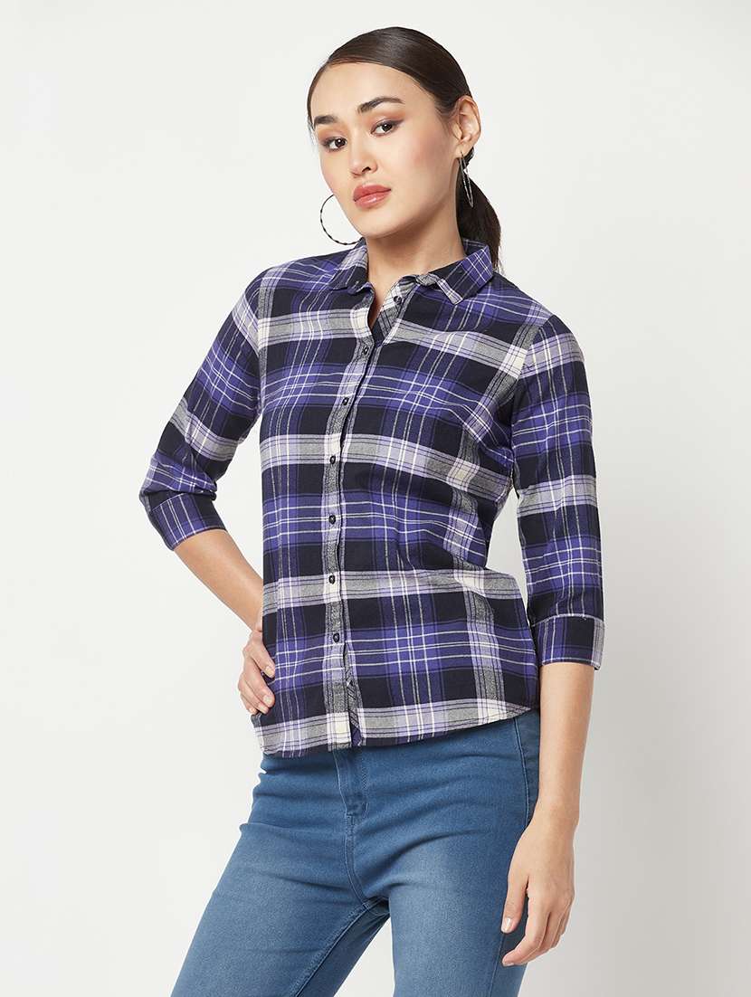 blue check print regular shirt - 19874848 -  Standard Image - 1
