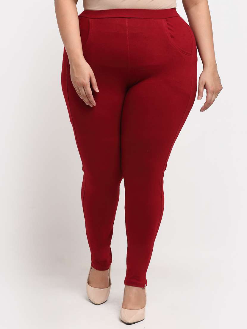 red cotton leggings