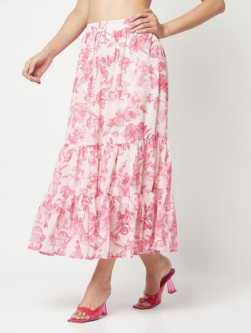 high waist printed flared skirt - 19874886 - Standard Image - 1