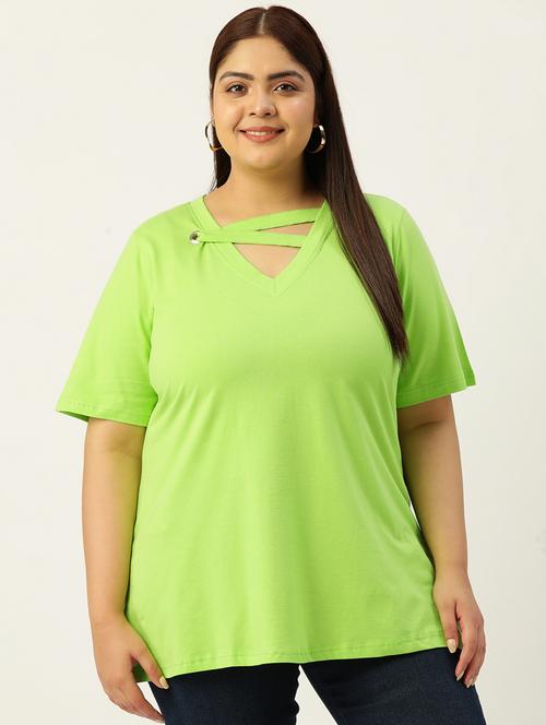 womenplus size solid v neck top - 19874940 -  Standard Image - 0