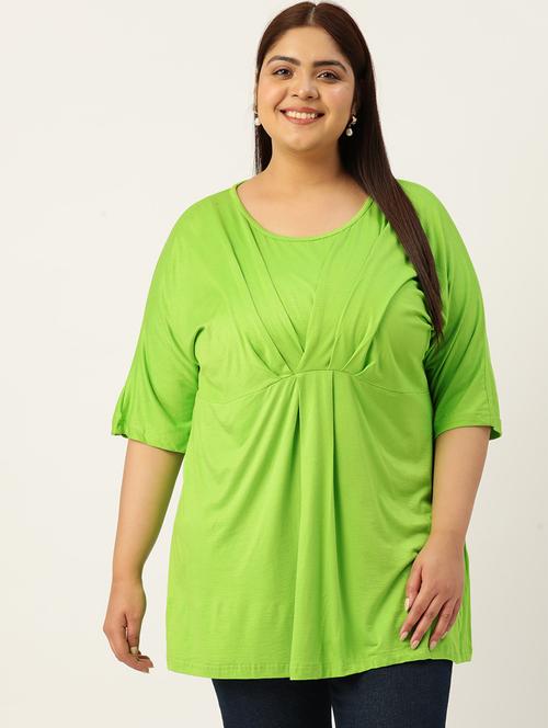 women plus size solid round neck top - 19874953 -  Standard Image - 0